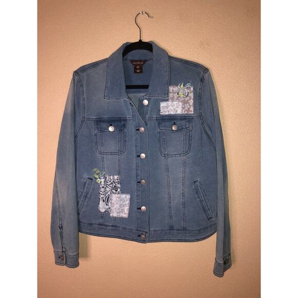 Multiples Missy Leisurely Y2K CottageCore Hippie Western Cotton Patch Jacket - Picture 1 of 8